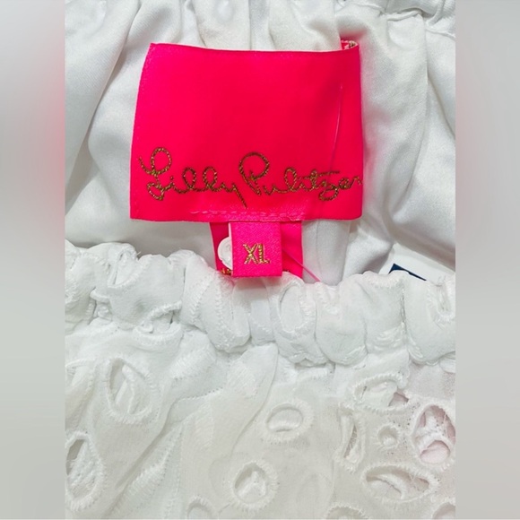 Lilly Pulitzer Off The Shoulder Midi Dress Size XL White Romantic Flounce Lace - Picture 11 of 12